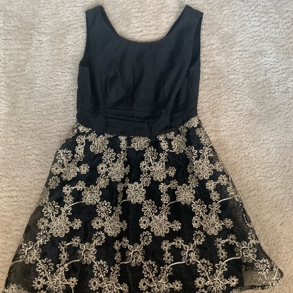 Gold and black chiffon Cocktail dress